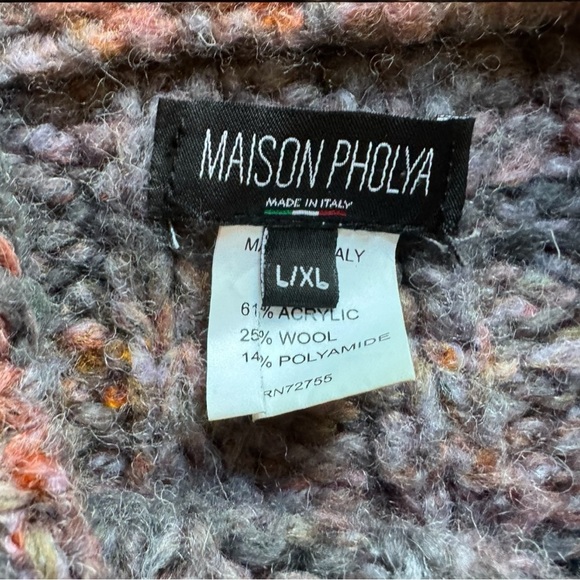 Anthropologie Maison Pholya Knit Cowl Neck Poncho Sweater L/XL - Cottagecore - Picture 12 of 15